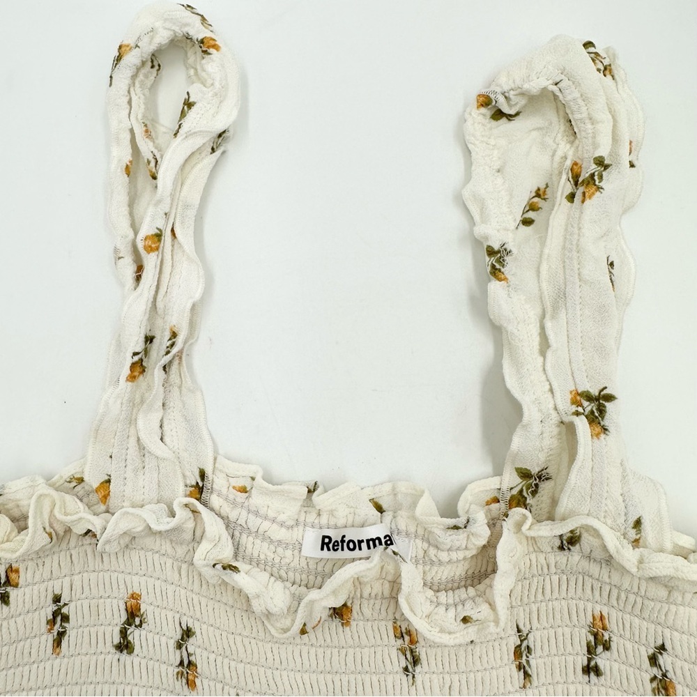 Reformation Sally Crop Top Smocked - Picture 2 of 7